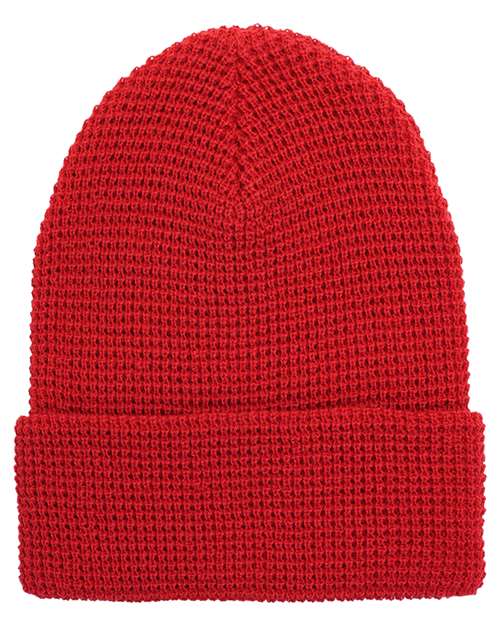 YP Classics Waffle Cuffed Beanie - YP Classics 2501KC YP Classics Red One Size