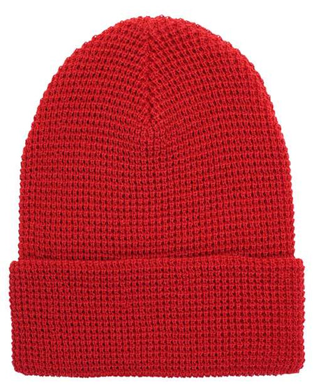 YP Classics Waffle Cuffed Beanie - YP Classics 2501KC YP Classics Red One Size