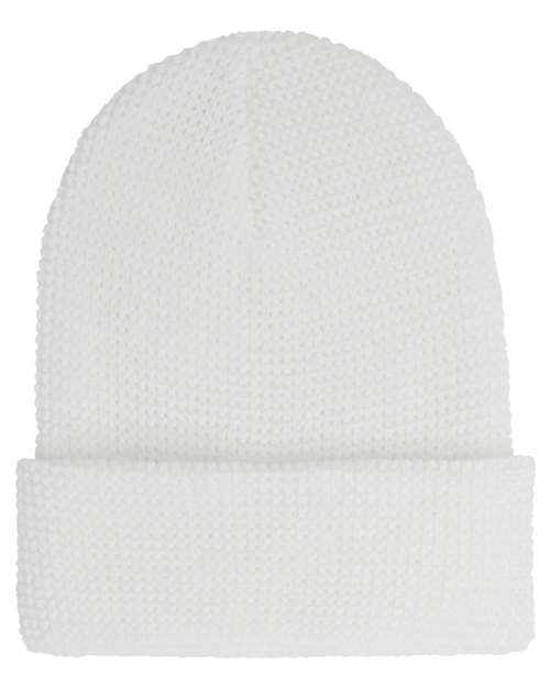 YP Classics Waffle Cuffed Beanie - YP Classics 2501KC YP Classics White One Size