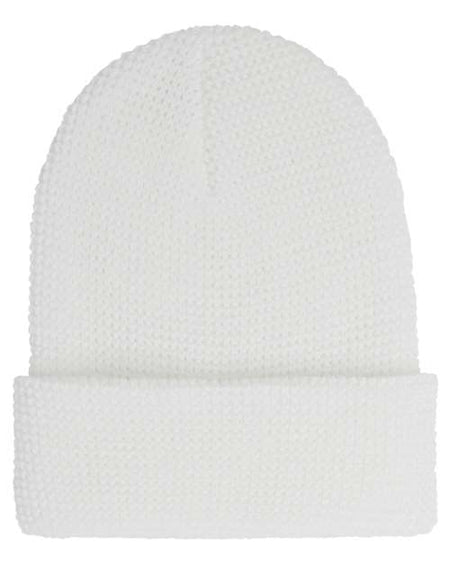 YP Classics Waffle Cuffed Beanie - YP Classics 2501KC YP Classics White One Size