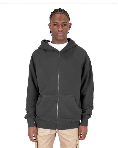 Shaka Wear Unisex Max Heavy Garment-Dyed Double-Zip Hooded Sweatshirt - Shaka Wear SHGDZ