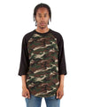 Shaka Wear Unisex Three-Quarter Sleeve Camo Raglan T-Shirt - Shaka Wear SHRAGCM
