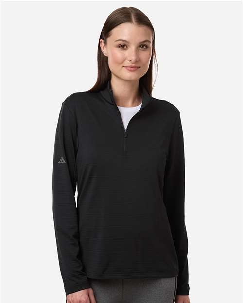 Adidas Women's Textured Stripe Quarter-Zip Pullover - Adidas A709