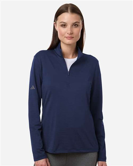 Adidas Women's Textured Stripe Quarter-Zip Pullover - Adidas A709