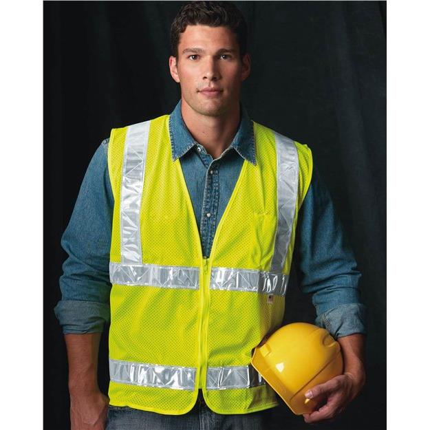 Bayside USA-Made Mesh Safety Vest - Bayside 3785 Bayside Lime Green M