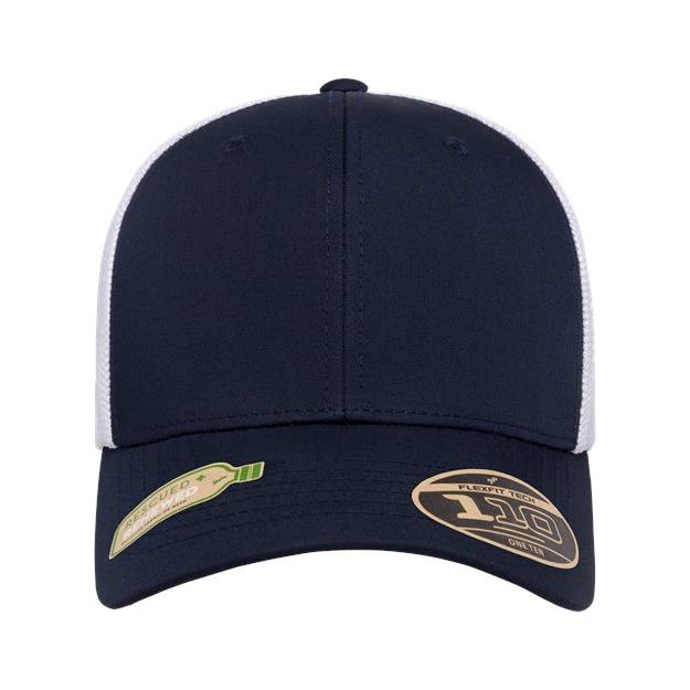 Flexfit 110® Recycled Mesh Cap - Flexfit 110R Flexfit Navy/ White Adjustable