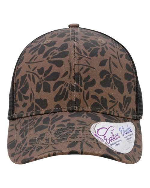 Infinity Her Women's Modern Trucker Cap - Infinity Her CHARLIE Infinity Her Chocolate Floral/ Black Adjustable