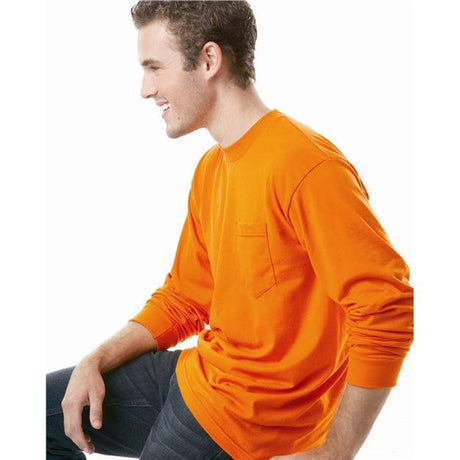 Bayside Unisex USA-Made 50/50 Long Sleeve Pocket T-Shirt - Bayside 1730 Bayside