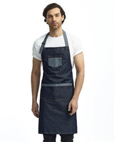 Artisan Collection by Reprime Domain Contrast Denim Bib Apron with Pockets - Artisan Collection by Reprime RP127 Artisan Collection by Reprime