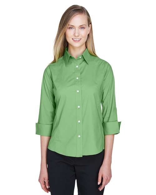 Joe's USA Women's Perfect Fit™ Three-Quarter Sleeve Stretch Poplin Dress Shirt