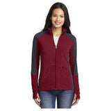 Ladies Colorblock Microfleece Jacket Joe's USA Garnet/Battleship Grey X-Large