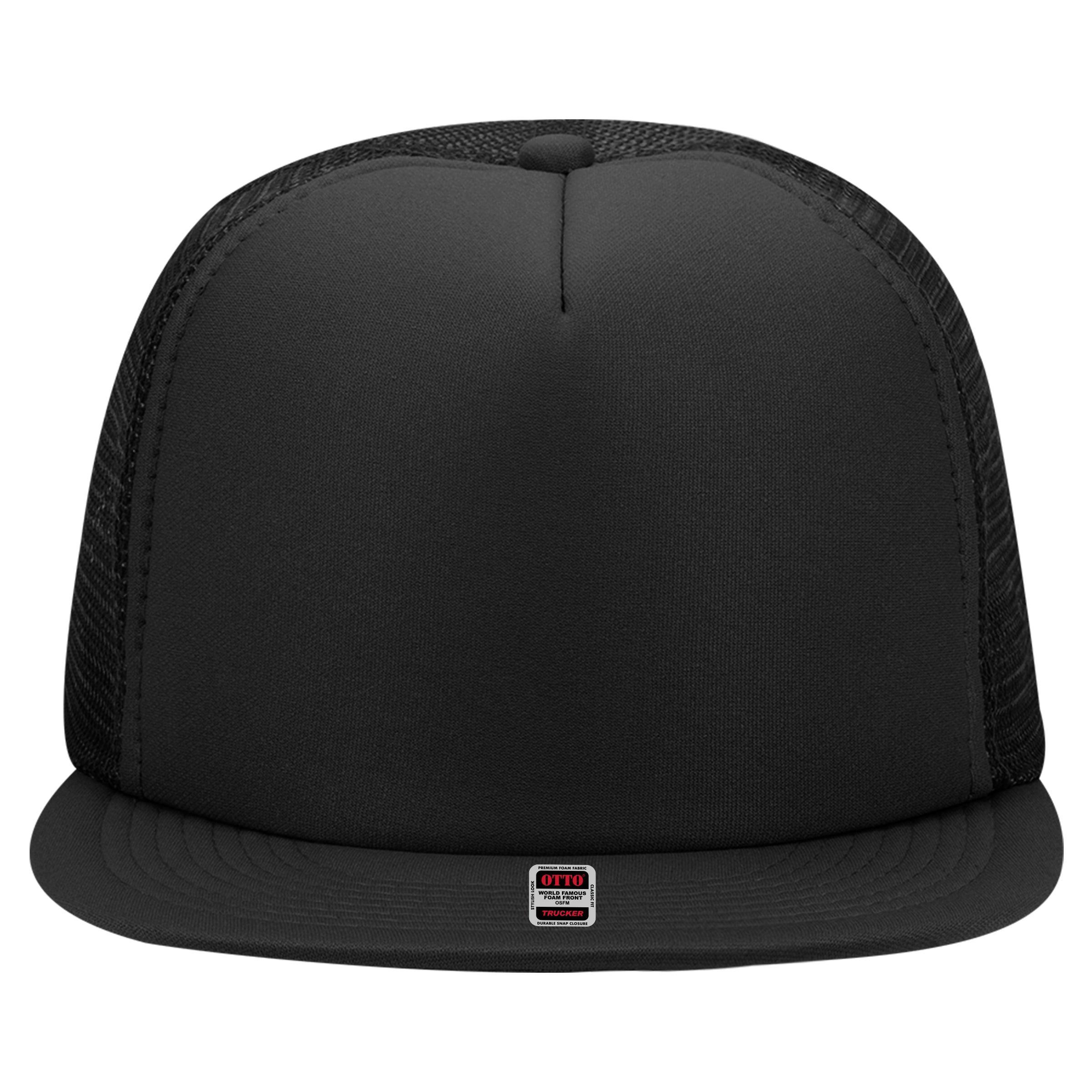 OTTO CAP "OTTO SNAP" 5 Panel High Crown Mesh Back Trucker Snapback Hat OTTO 132-1037 Otto Cap 003 - Black OSFM - Adult