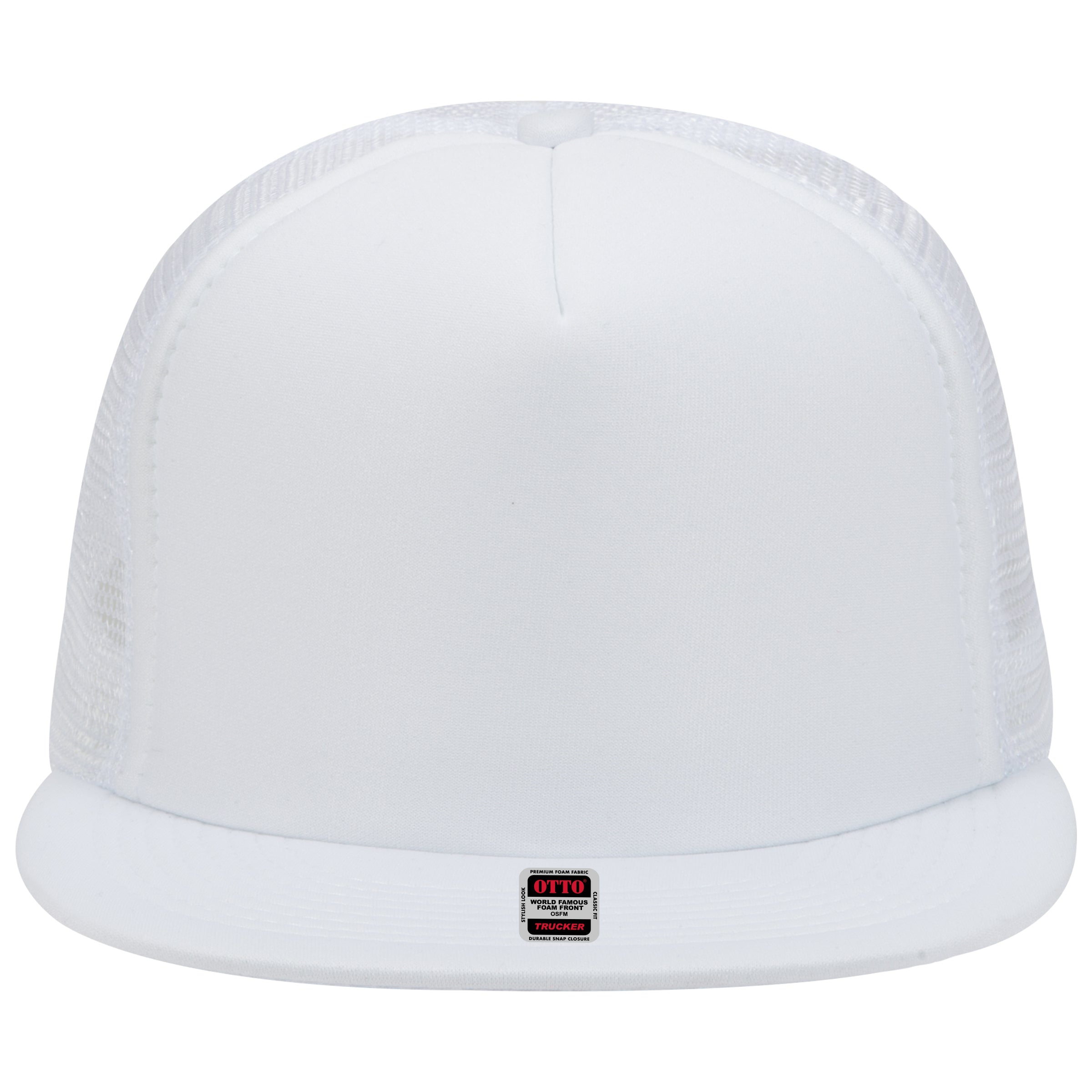 OTTO CAP "OTTO SNAP" 5 Panel High Crown Mesh Back Trucker Snapback Hat OTTO 132-1037 Otto Cap 016 - White OSFM - Adult