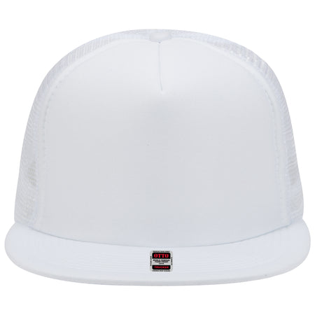 OTTO CAP "OTTO SNAP" 5 Panel High Crown Mesh Back Trucker Snapback Hat OTTO 132-1037 Otto Cap 016 - White OSFM - Adult