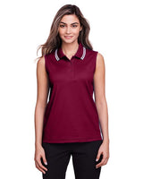 Joe's USA Women's CrownLux Performance® Plaited Tipped Sleeveless Polo