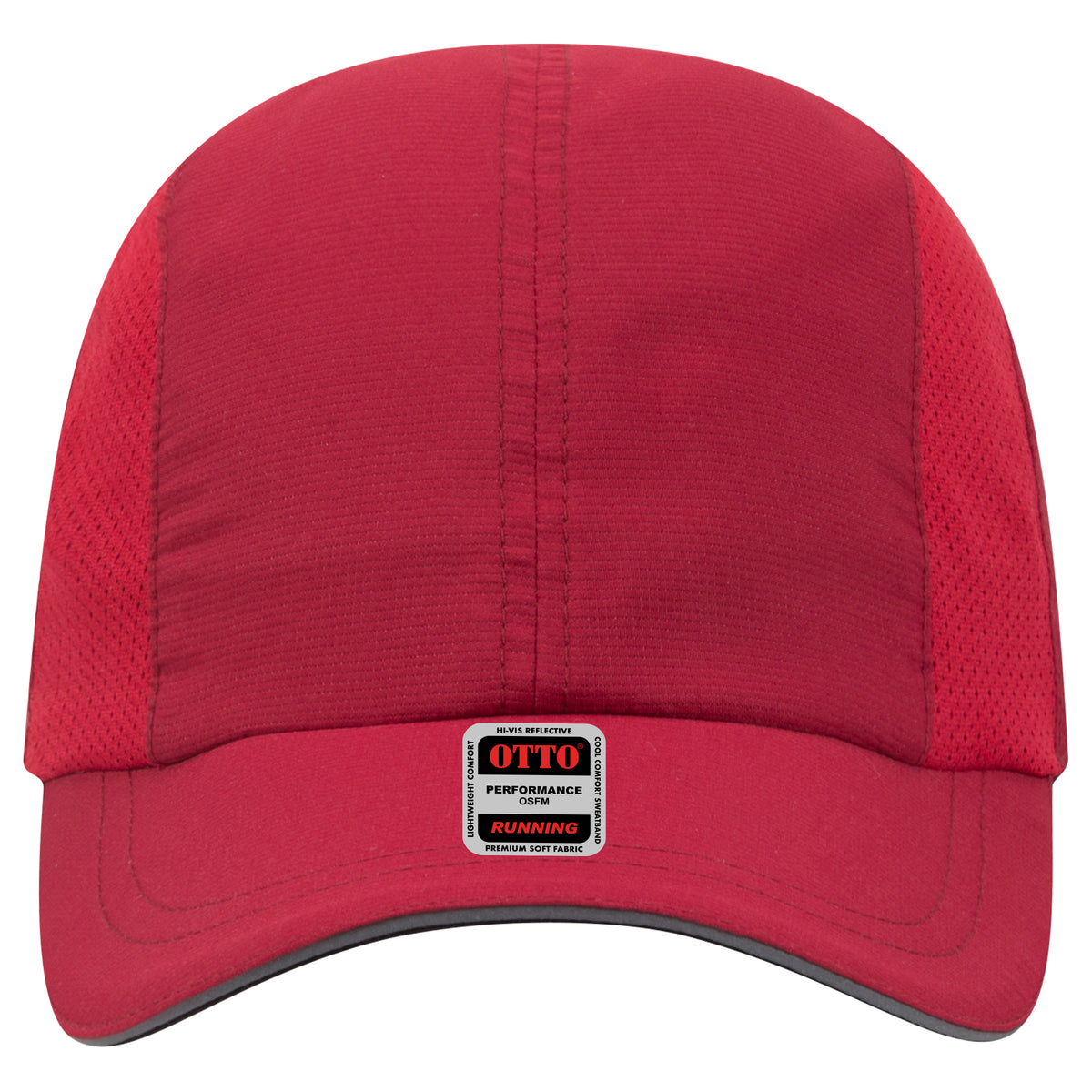 OTTO CAP Reflective 6 Panel Running Hat OTTO 133-1240 Otto Cap 002 - Red OSFM - Adult