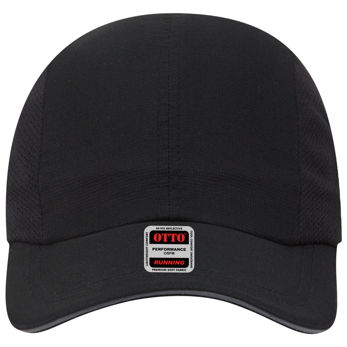 OTTO CAP Reflective 6 Panel Running Hat OTTO 133-1240 Otto Cap 003 - Black OSFM - Adult