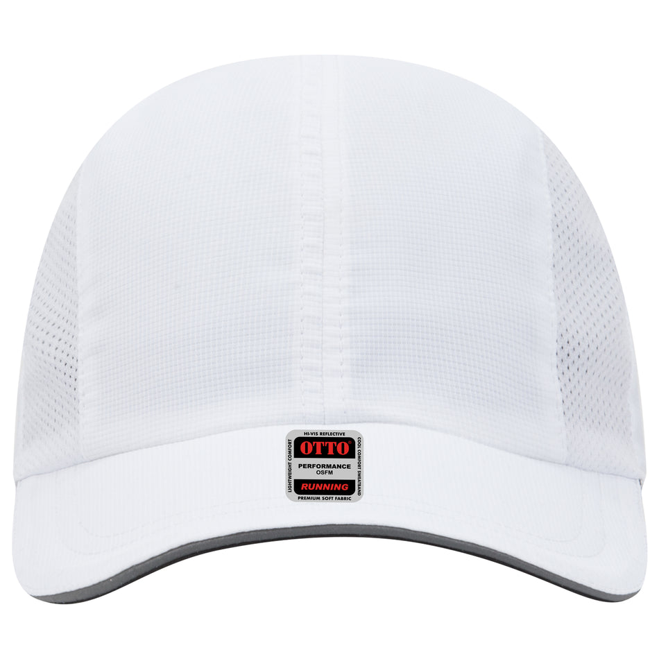 OTTO CAP Reflective 6 Panel Running Hat OTTO 133-1240 Otto Cap 016 - White OSFM - Adult