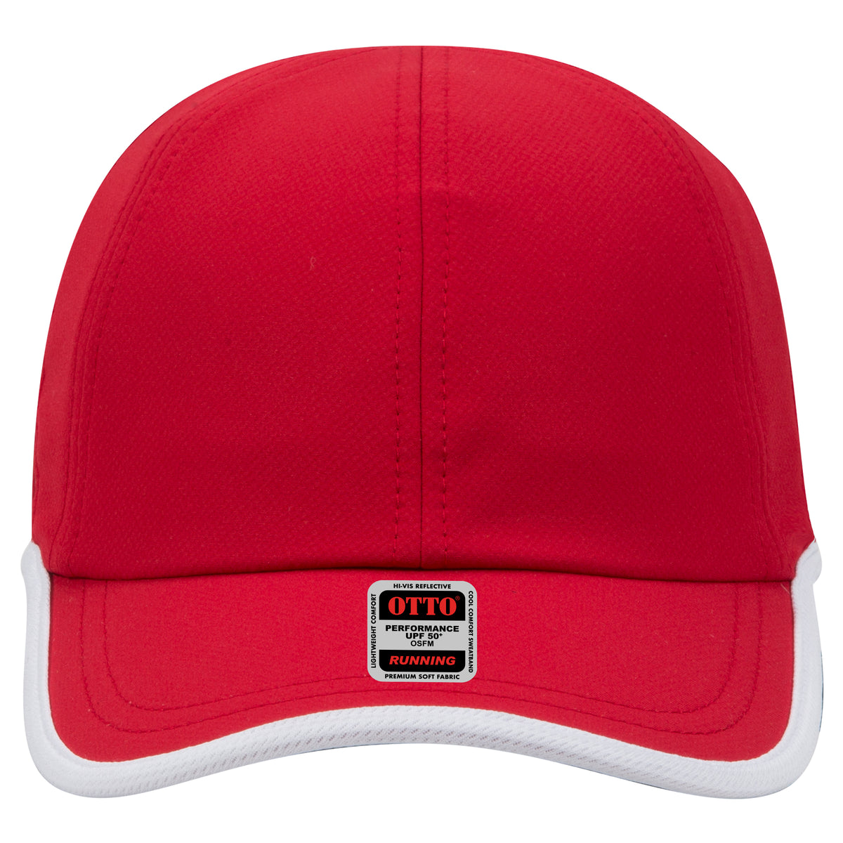 OTTO CAP UPF 50+ 6 Panel Running Hat OTTO 133-1254 Otto Cap 0216 - Red/Wht OSFM - Adult