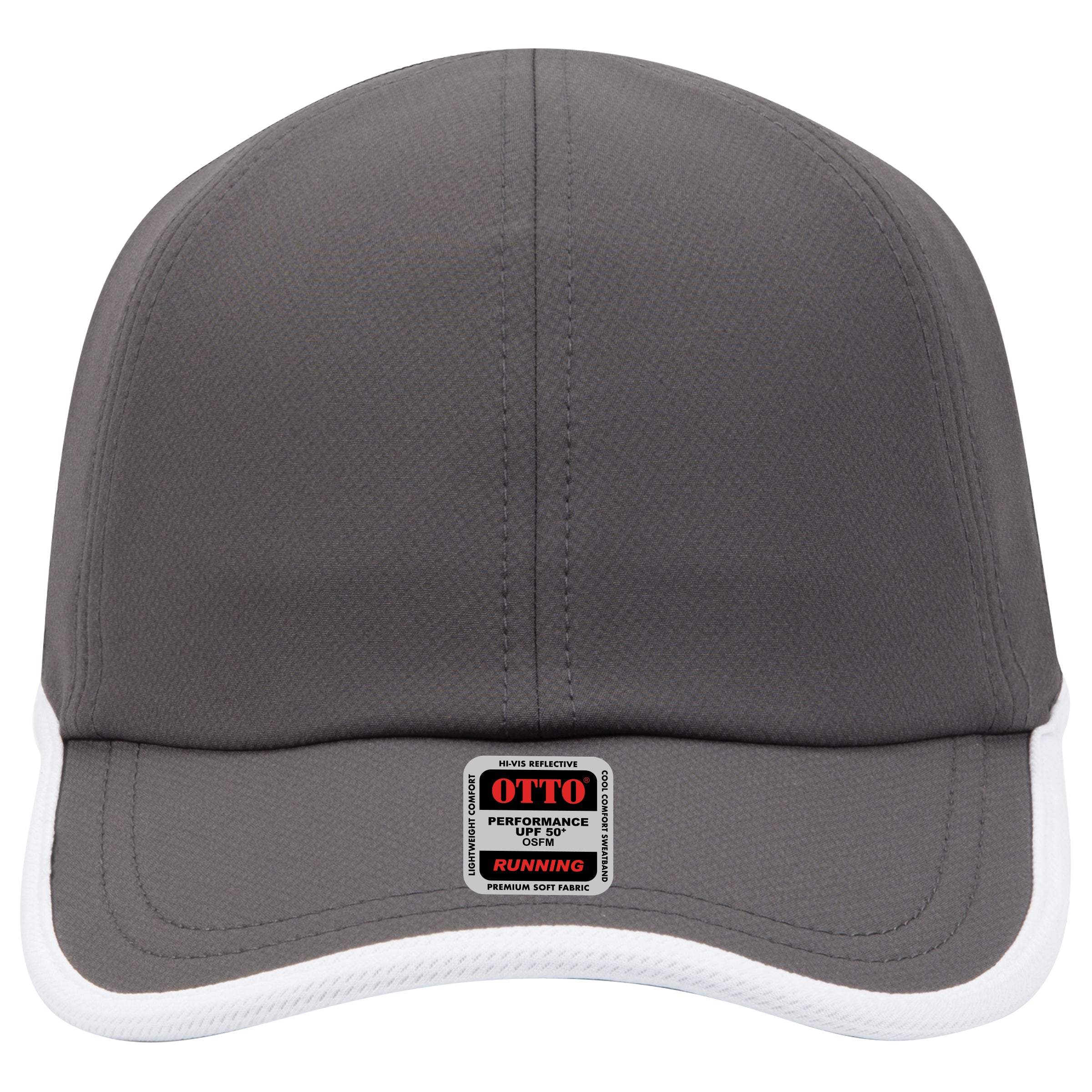 OTTO CAP UPF 50+ 6 Panel Running Hat OTTO 133-1254 Otto Cap 2516 - Ch.Gry/Wht OSFM - Adult