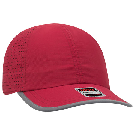 OTTO CAP Reflective 6 Panel Running Hat OTTO 133-1258 Otto Cap 002 - Red OSFM - Adult