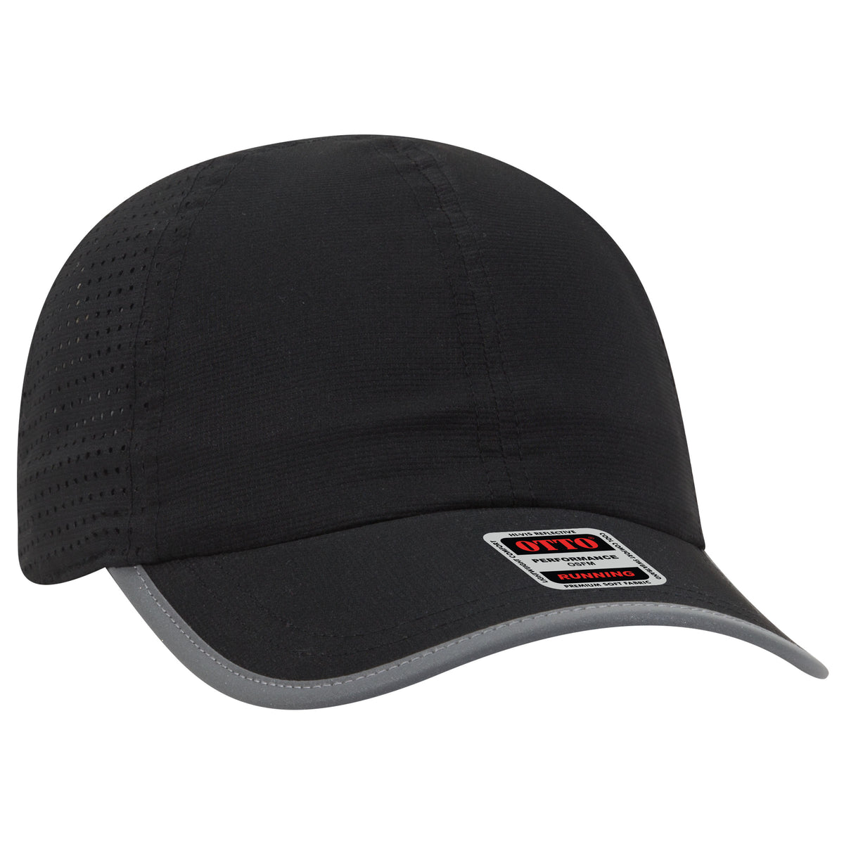 OTTO CAP Reflective 6 Panel Running Hat OTTO 133-1258 Otto Cap 003 - Black OSFM - Adult