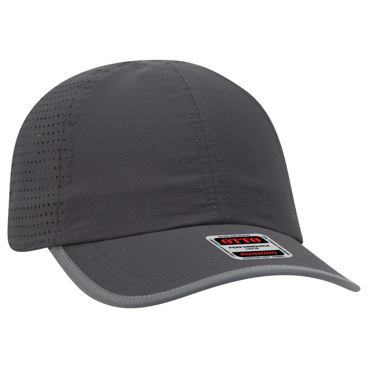 OTTO CAP Reflective 6 Panel Running Hat OTTO 133-1258 Otto Cap 025 - Char. Gray OSFM - Adult