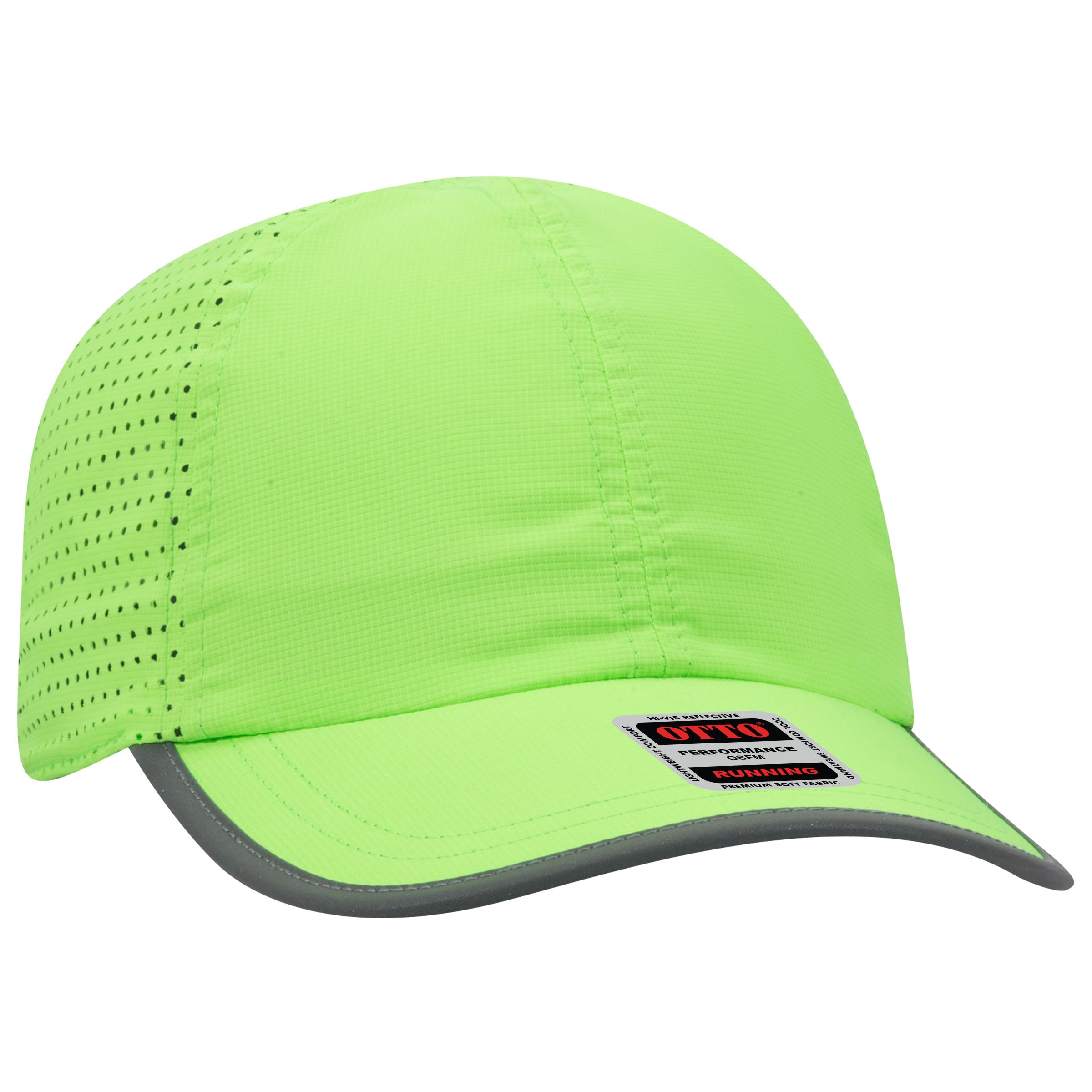 OTTO CAP Reflective 6 Panel Running Hat OTTO 133-1258 Otto Cap 088 - N. Green OSFM - Adult