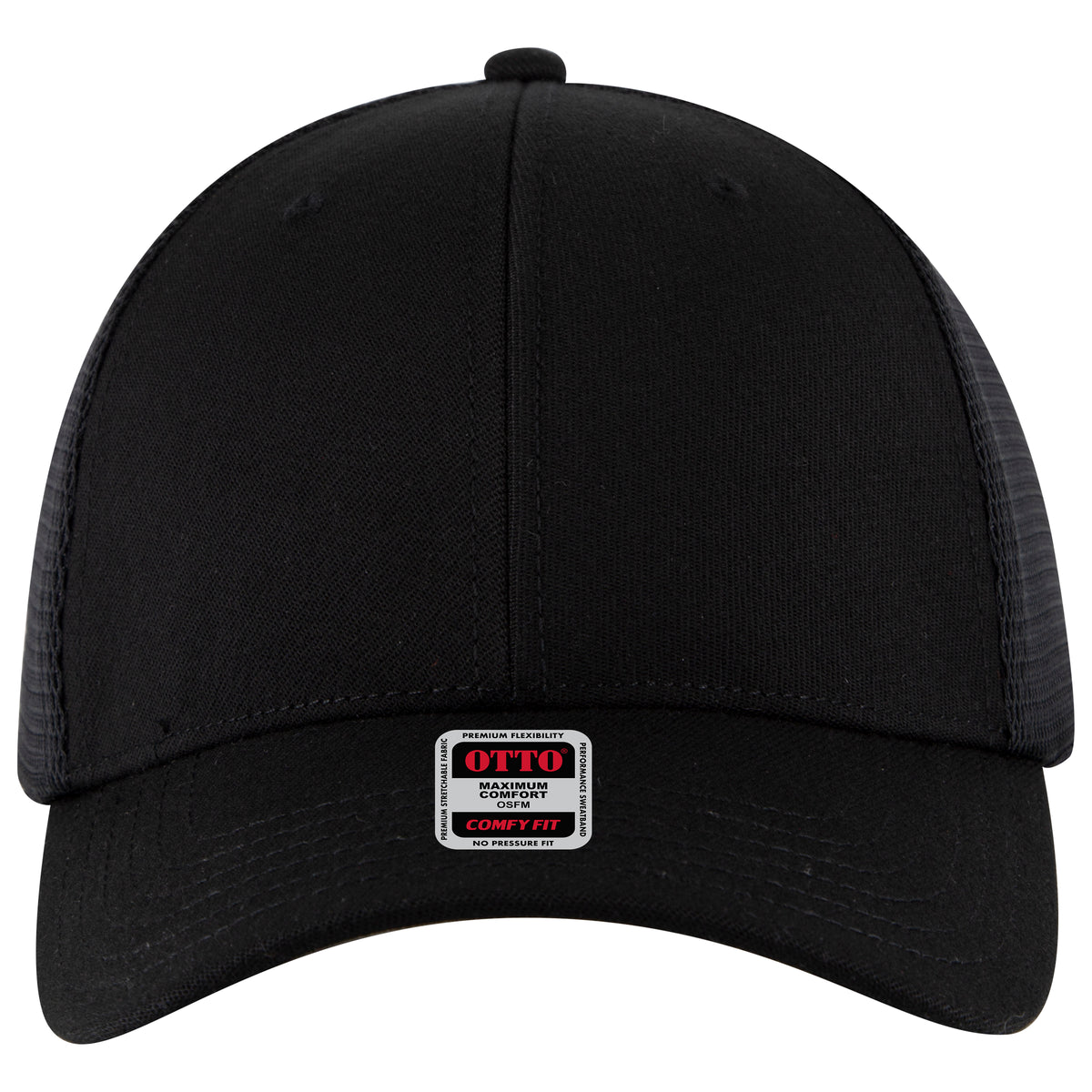 OTTO CAP "OTTO FLEX" 6 Panel Low Profile Mesh Back Trucker Hat OTTO 135-1 Otto Cap 003 - Black L/XL