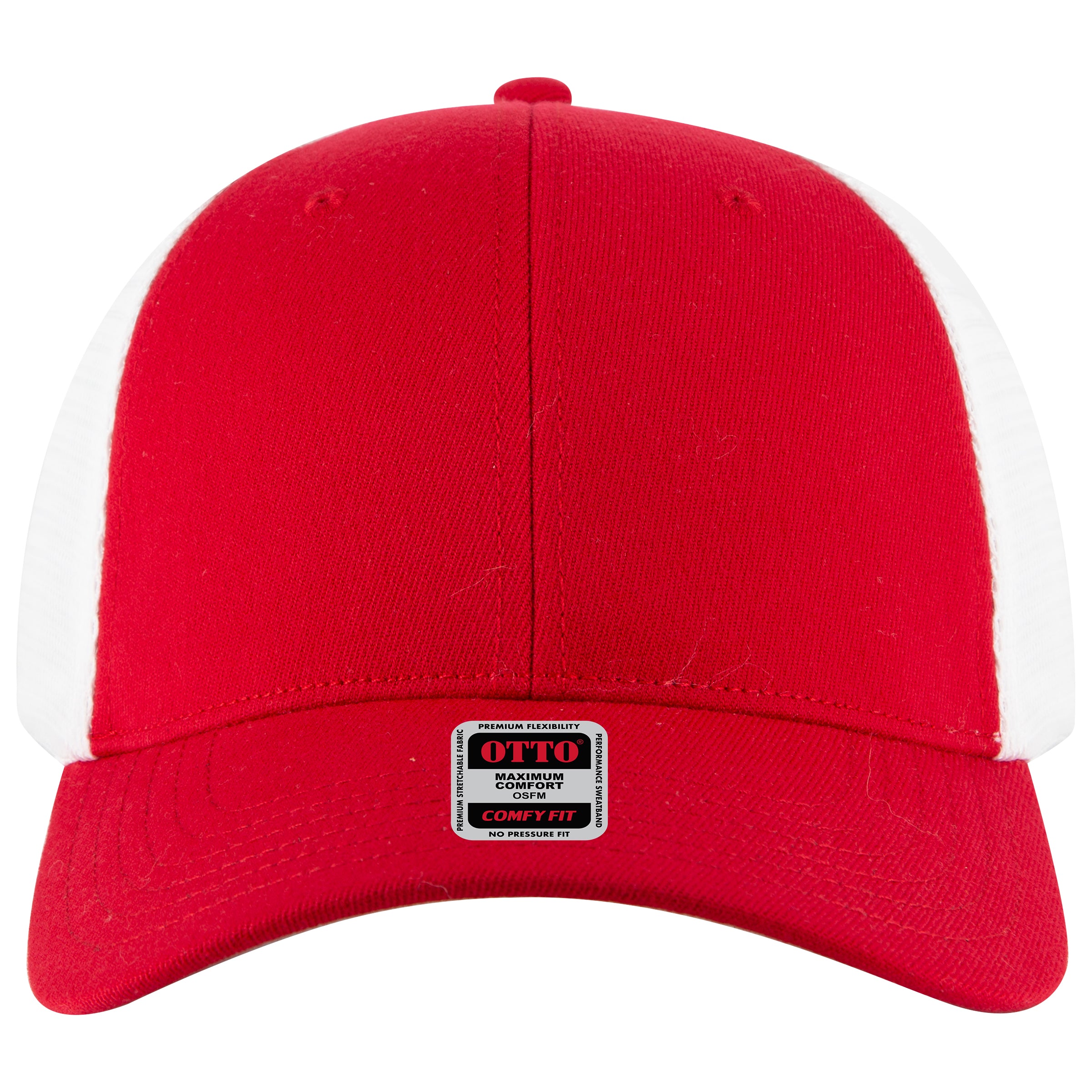 OTTO CAP "OTTO FLEX" 6 Panel Low Profile Mesh Back Trucker Hat OTTO 135-1 Otto Cap 0216 - Red/Wht L/XL