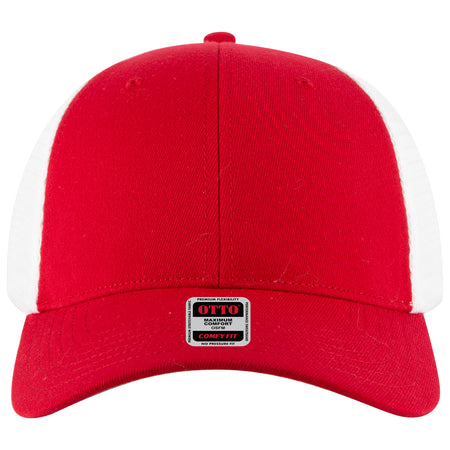 OTTO CAP "OTTO FLEX" 6 Panel Low Profile Mesh Back Trucker Hat OTTO 135-1 Otto Cap 0216 - Red/Wht L/XL