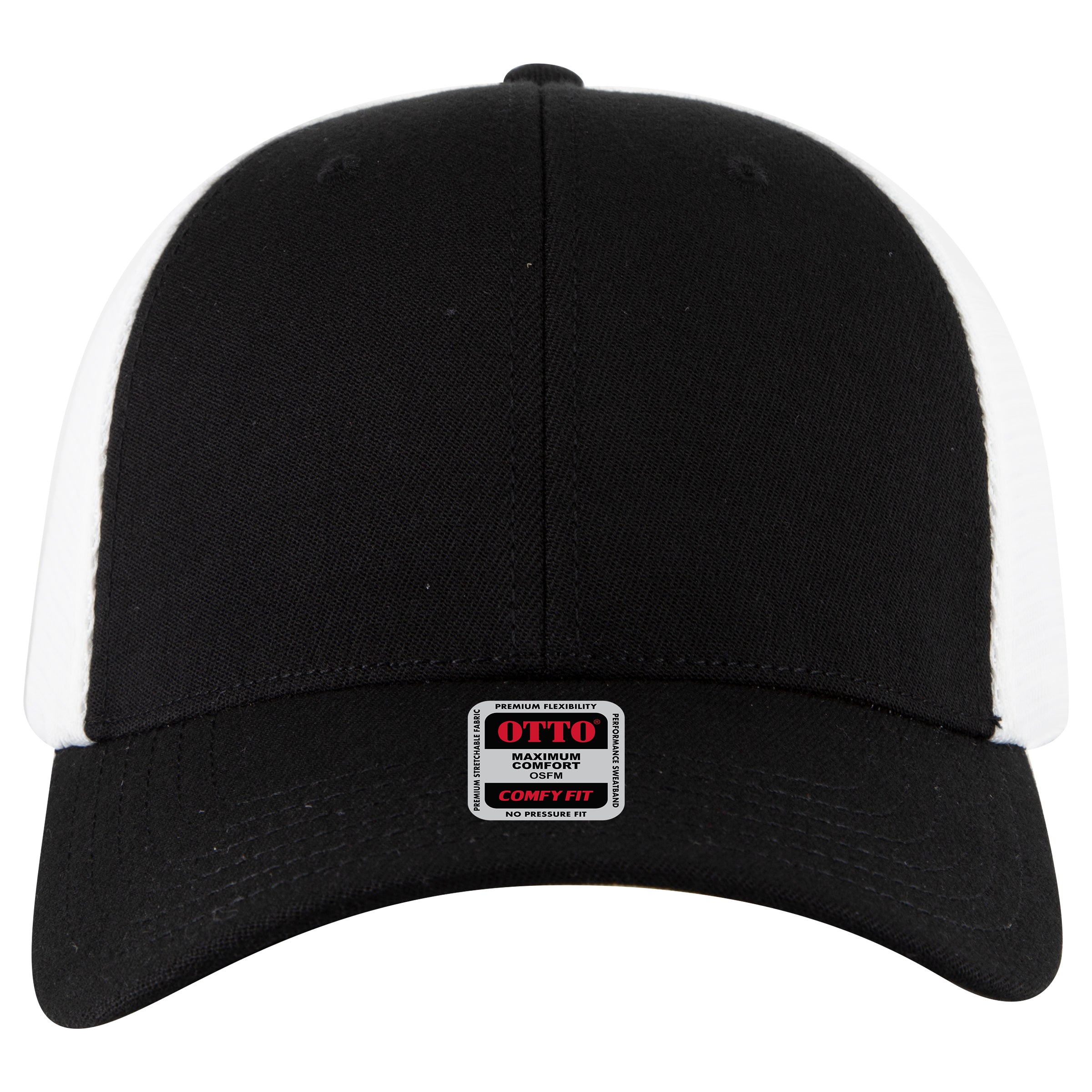 OTTO CAP "OTTO FLEX" 6 Panel Low Profile Mesh Back Trucker Hat OTTO 135-1 Otto Cap 0316 - Blk/Wht S/M