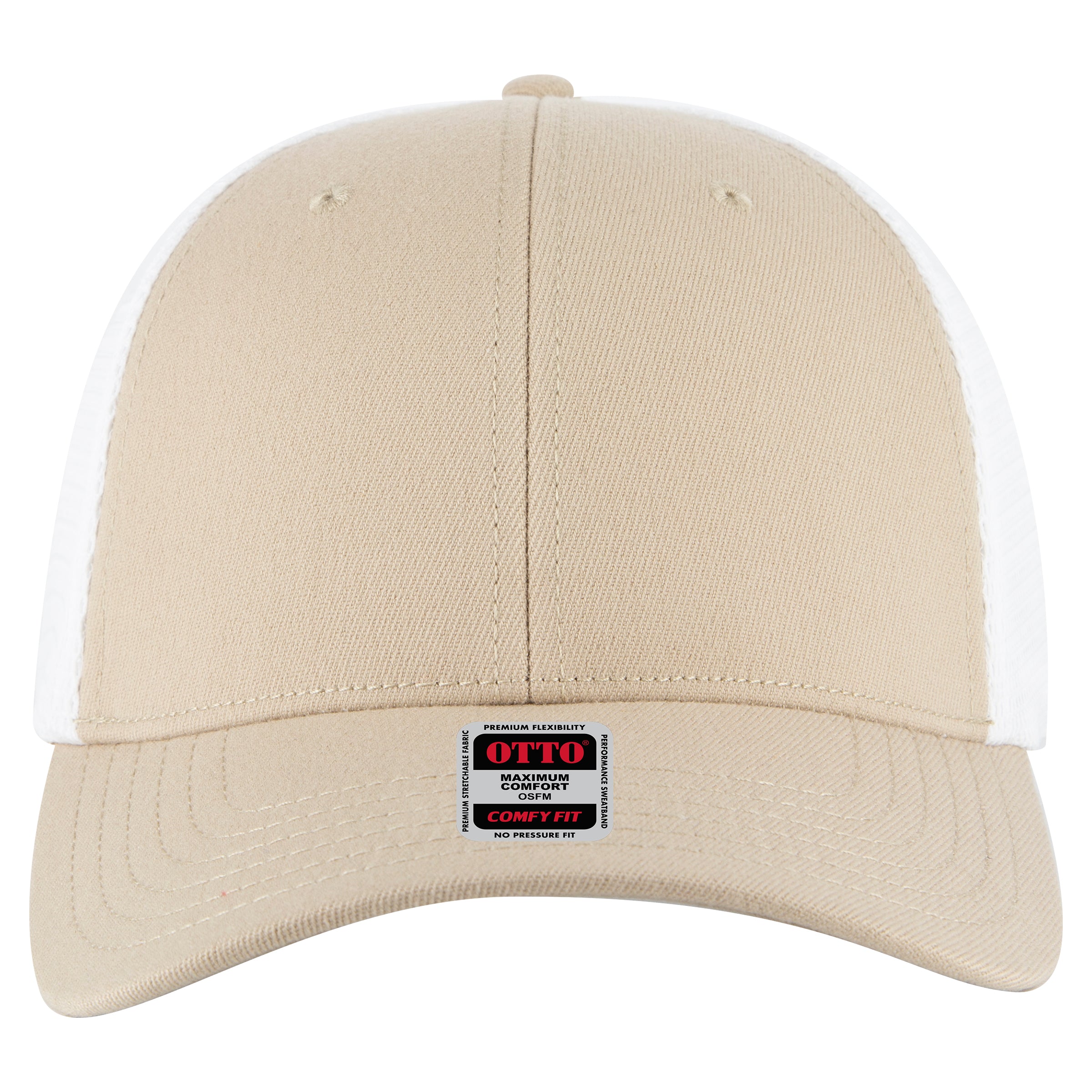 OTTO CAP "OTTO FLEX" 6 Panel Low Profile Mesh Back Trucker Hat OTTO 135-1 Otto Cap 3216 - Kha/Wht L/XL