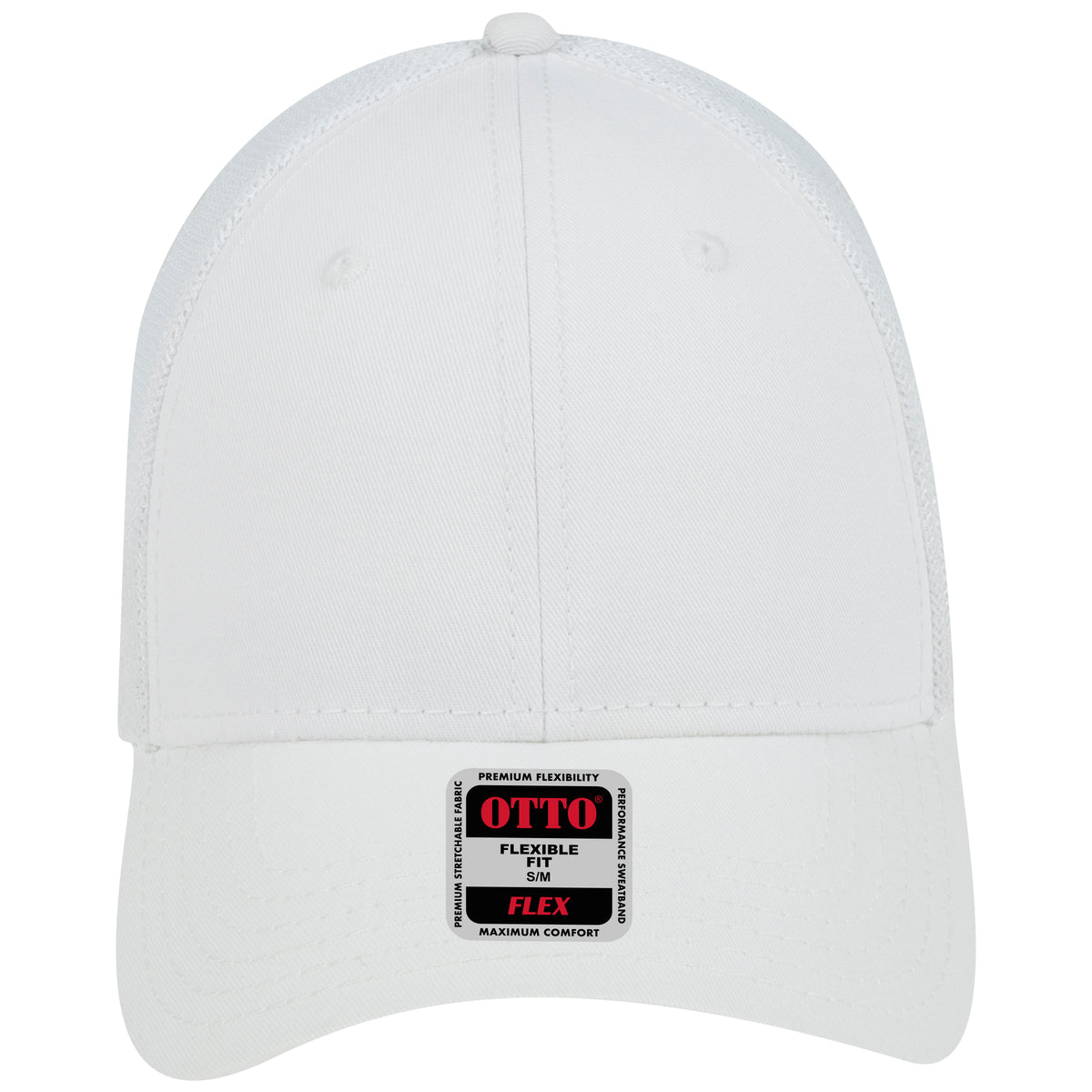 OTTO CAP "OTTO FLEX" 6 Panel Low Profile Mesh Back Trucker Hat OTTO 135-1230 Otto Cap 016 - White L/XL