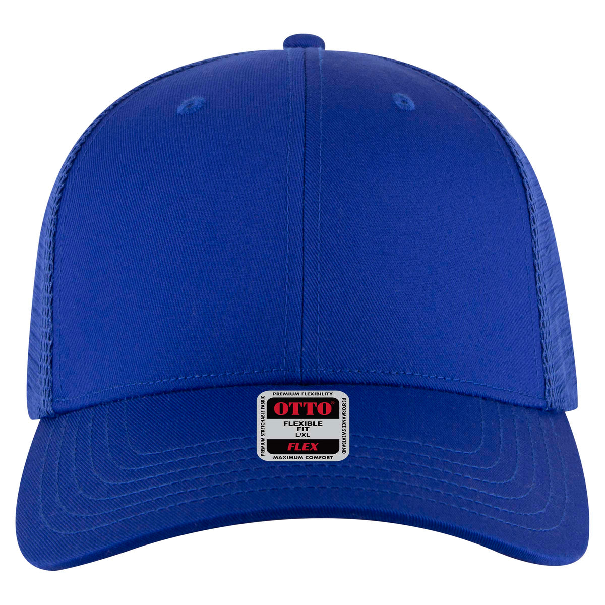 OTTO CAP "OTTO FLEX" 6 Panel Low Profile Mesh Back Trucker Hat OTTO 135-2 Otto Cap 001 - Royal L/XL