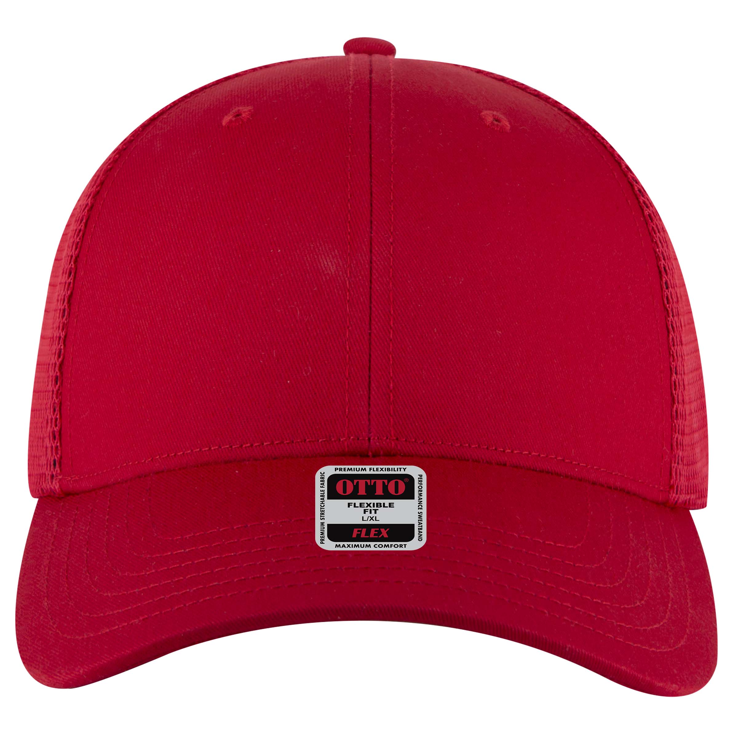 OTTO CAP "OTTO FLEX" 6 Panel Low Profile Mesh Back Trucker Hat OTTO 135-2 Otto Cap 002 - Red L/XL