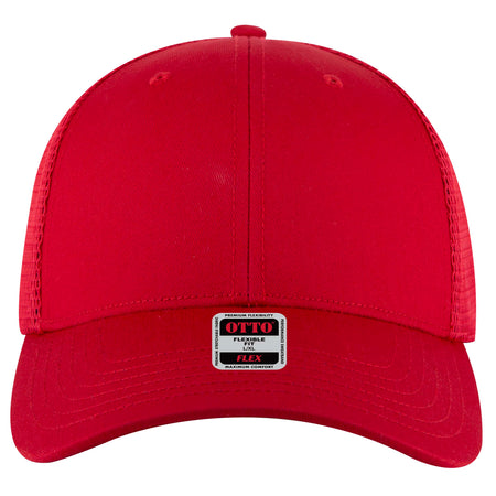 OTTO CAP "OTTO FLEX" 6 Panel Low Profile Mesh Back Trucker Hat OTTO 135-2 Otto Cap 002 - Red L/XL