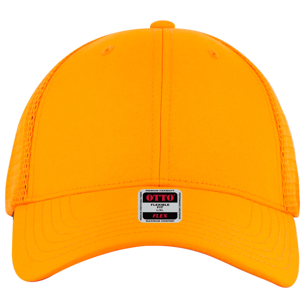 OTTO CAP "OTTO FLEX" 6 Panel Low Profile Mesh Back Trucker Hat OTTO 135-2 Otto Cap 009 - N. Orange L/XL