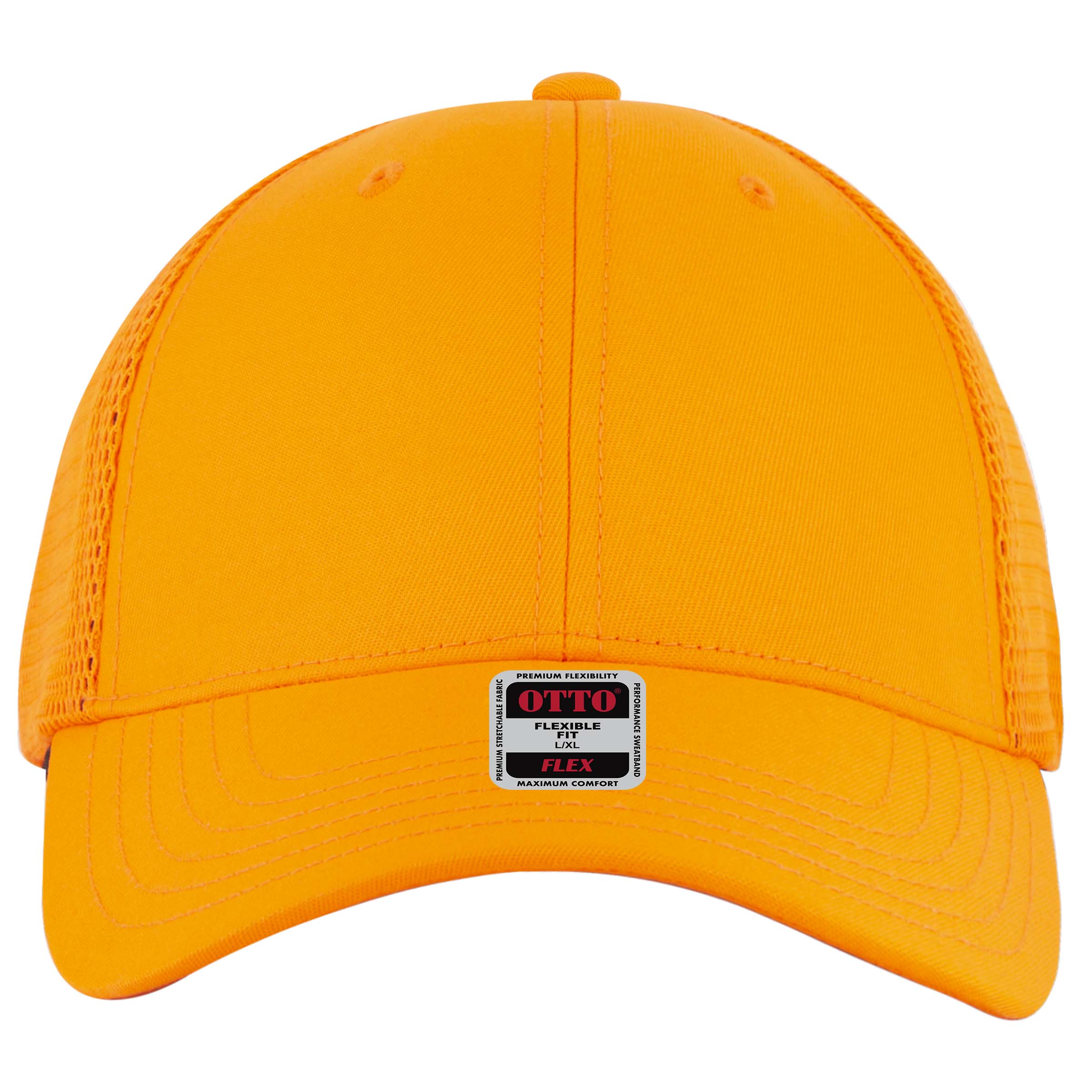 OTTO CAP "OTTO FLEX" 6 Panel Low Profile Mesh Back Trucker Hat OTTO 135-2 Otto Cap 009 - N. Orange L/XL