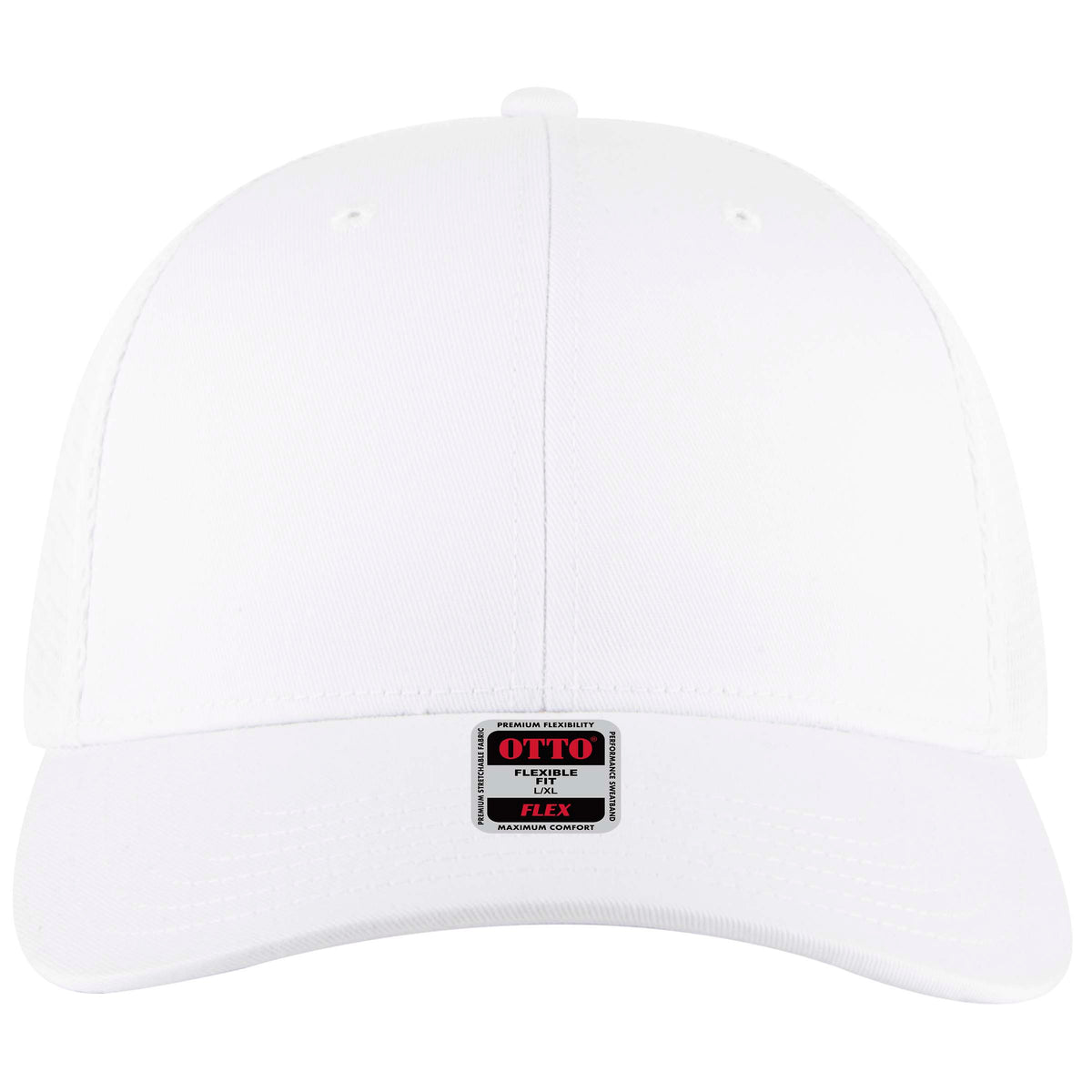 OTTO CAP "OTTO FLEX" 6 Panel Low Profile Mesh Back Trucker Hat OTTO 135-2 Otto Cap 016 - White L/XL