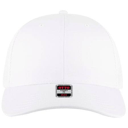 OTTO CAP "OTTO FLEX" 6 Panel Low Profile Mesh Back Trucker Hat OTTO 135-2 Otto Cap 016 - White L/XL