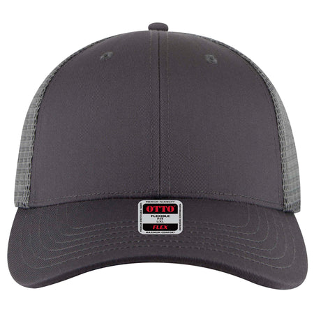 OTTO CAP "OTTO FLEX" 6 Panel Low Profile Mesh Back Trucker Hat OTTO 135-2 Otto Cap 025 - Char. Gray L/XL