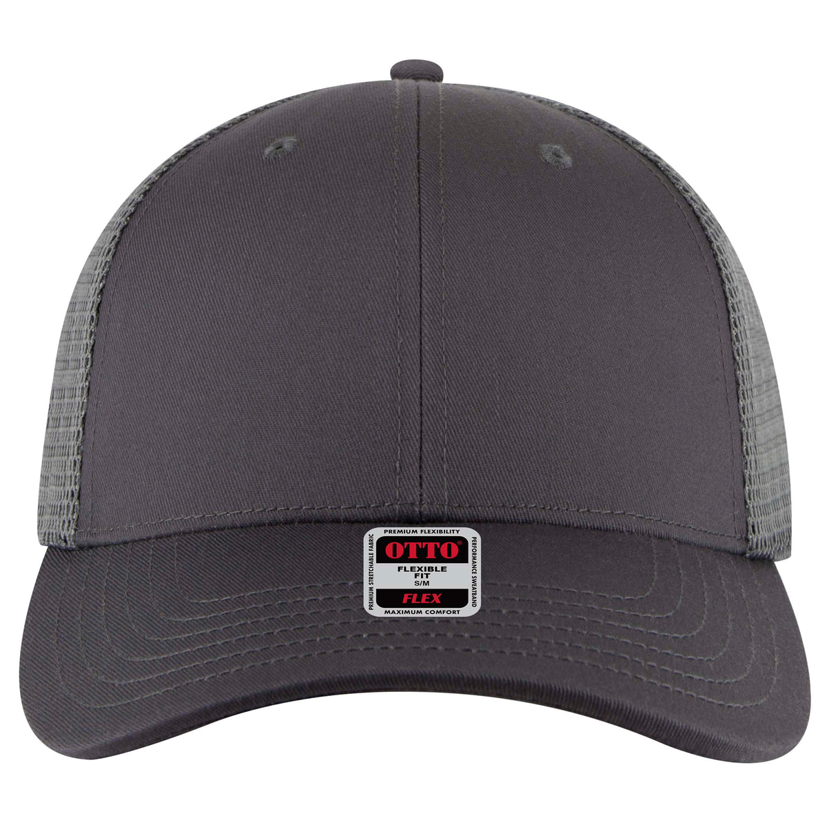 OTTO CAP "OTTO FLEX" 6 Panel Low Profile Mesh Back Trucker Hat OTTO 135-2 Otto Cap 025 - Char. Gray S/M