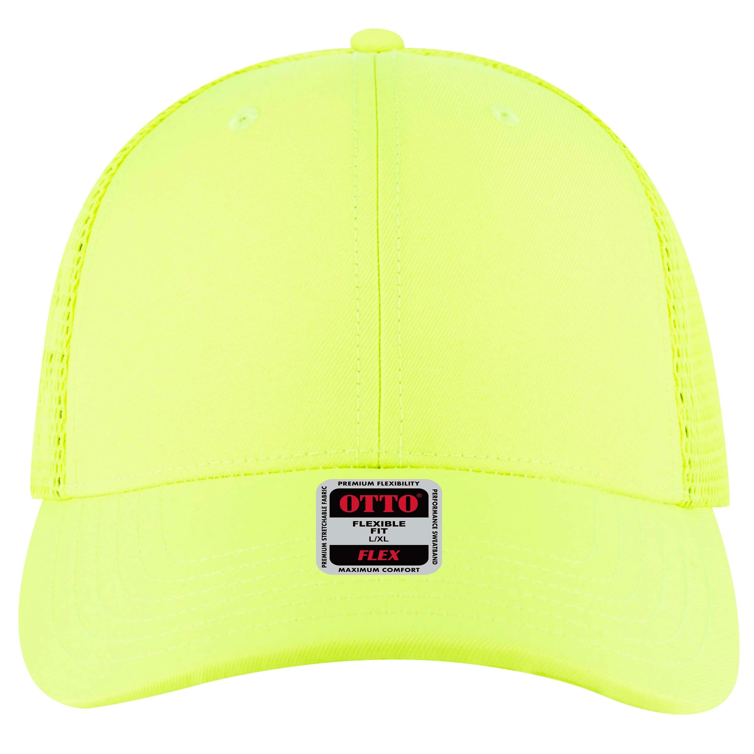 OTTO CAP "OTTO FLEX" 6 Panel Low Profile Mesh Back Trucker Hat OTTO 135-2 Otto Cap 040 - N. Yellow L/XL