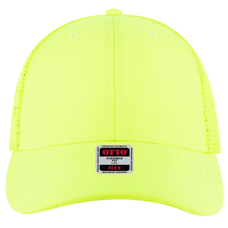 OTTO CAP "OTTO FLEX" 6 Panel Low Profile Mesh Back Trucker Hat OTTO 135-2 Otto Cap 040 - N. Yellow L/XL