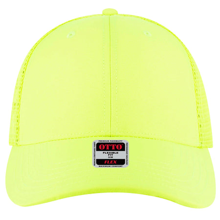 OTTO CAP "OTTO FLEX" 6 Panel Low Profile Mesh Back Trucker Hat OTTO 135-2 Otto Cap 040 - N. Yellow S/M