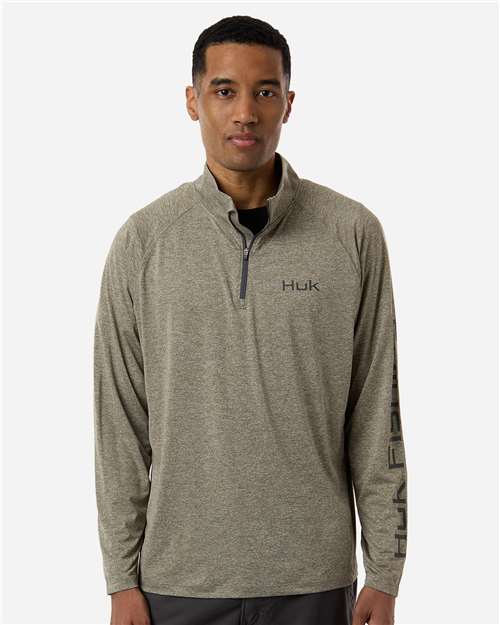 HUK H1200715 Men's Airweight Heather Quarter-Zip Pullover