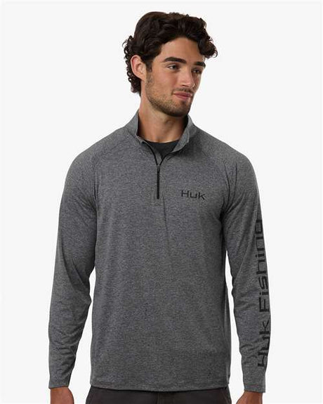 HUK H1200715 Men's Airweight Heather Quarter-Zip Pullover