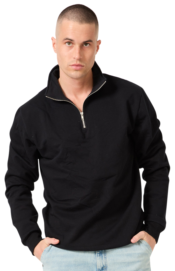 Royal Apparel 13558 Unisex Fleece Quarter Zip - Black