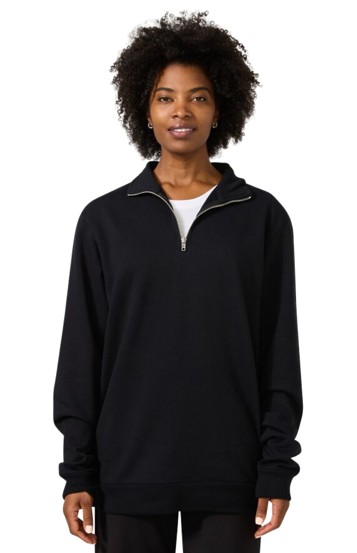 Royal Apparel 13558 Unisex Fleece Quarter Zip - Black